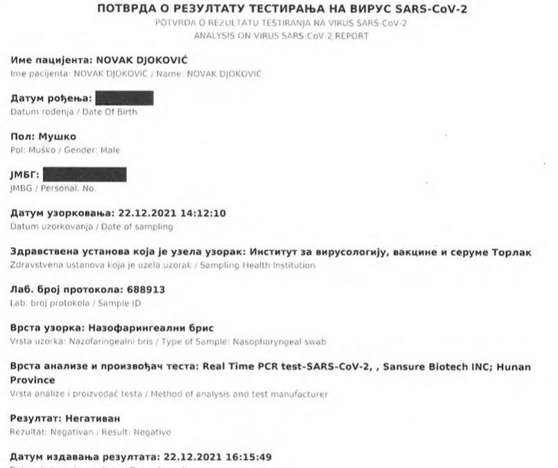 Ðoković: Nisam vakcinisan, dva puta sam preležao koronu